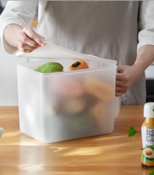  冰箱食物收纳盒抽屉式透明家用 厨房整理带盖密封储物盒	