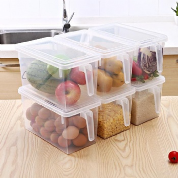  With handle kitchen fridge plastic crisper superposition sealed fruit storage box with lid	