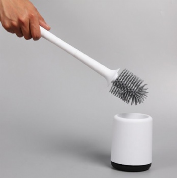  Household cleaning appliance white soft silicone toilet brush set	