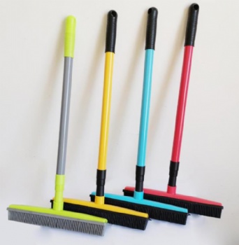  Three sections of telescopic rod carpet hair removal broom dust scraping hand wash rubber floor brush cleaning dog hair cleaning windows	