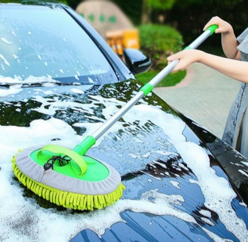  雪尼尔伸缩洗车拖把车用除尘软毛清洗清洁海绵擦车手套工具	